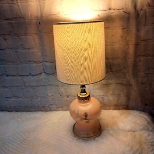 Antique Grape Embossed ‎ Pink Table Lamp Rare Orignal Shade